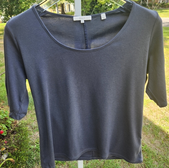NWOT VINCE Dark Water Elbow Length Sleeve with Scoop Neck T-Shirt- womens XL - Picture 2 of 4